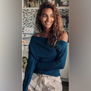 Free people. Sea spirit. Off the shoulder thermal shirt.